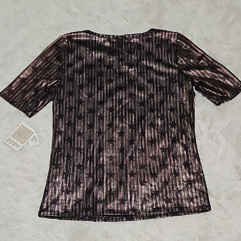 New LuLaRoe Gigi elegant collection top Short Sleeve Blouse star print top XL - Picture 5 of 11